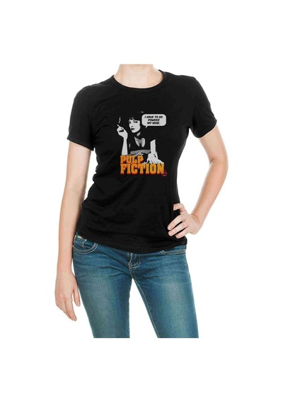 Pulp Fıctıon Baskılı Siyah Kadın Tshirt