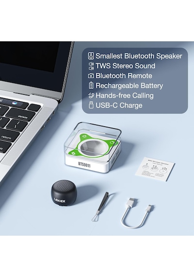 Mini Bluetooth Hoparlör, Küçük Küçük Taşınabilir Bluetooth 5.0 Hoparlörler Açık Kapalı İçin Mükemmel Siy