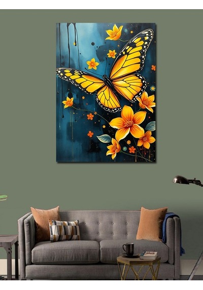 Kanvas Tablo Kelebek Ve Çiçek Aşkı 70cmx100cm