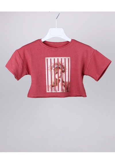 Escabel Kız Çocuk Tshirt Kısa Boy - Somon
