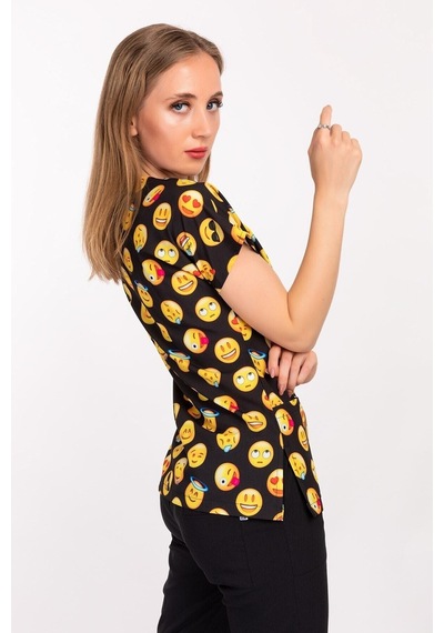 Unisex Siyah Emojiler Desenli Likralı Doktor Hemşire Hastane Scrubs Tek Üst Forma Siyah-sarı Siyah-sarı Unisex Siyah Emojiler Desenli Likralı Doktor Hemşire Hastane Scrubs Tek Üst Forma Siyah-sarı Siyah-sarı