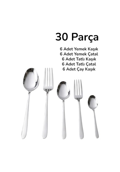 İmza 30 Parça 18/10 Paslanmaz Çelik Çatal Kaşık Takımı Gri