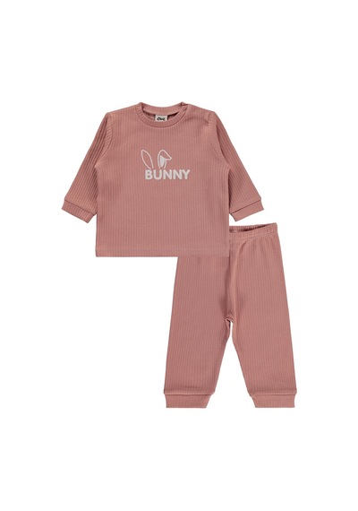 Civil Baby Tavşan Baskılı 6-18 Ay Pijama Takımı - Pembe Gülkurusu