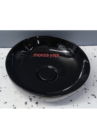 tezgah üstü çanak lavabo 42 cm parlak siyah