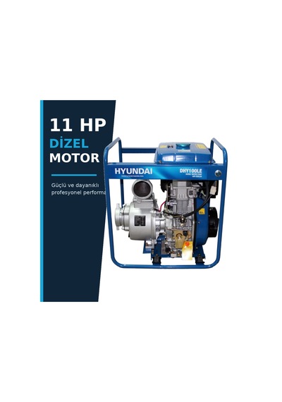 Hyundai Dhy100le 4 İnç 11 Hp Dizel Marşlı Su Motoru 96 M³/saat Büyük Depolu