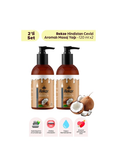 2 Adet Hindistan Cevizi Aromalı Erotik Vücut Masaj Yağı 120 Ml - 304969108