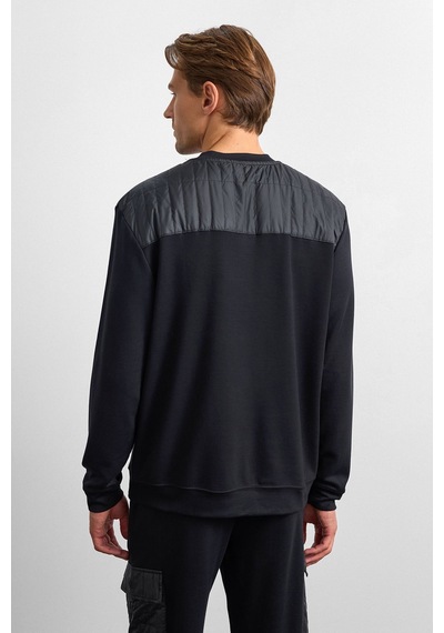 Backandbond Siyah Omuz Detaylı Bisiklet Yaka Sweatshirt