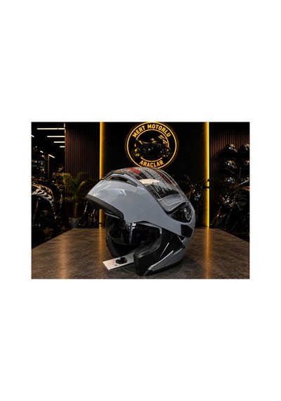 Jk 902 Cement Grey Colour Çene Açılır Motosiklet Kaskı Gri
