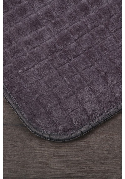 Kare Plus Antrasit Büyük Ebat 80x150 + 50x80 Cm 2'li Banyo Paspası Yıkanabilir Klozet Takımı Vizon