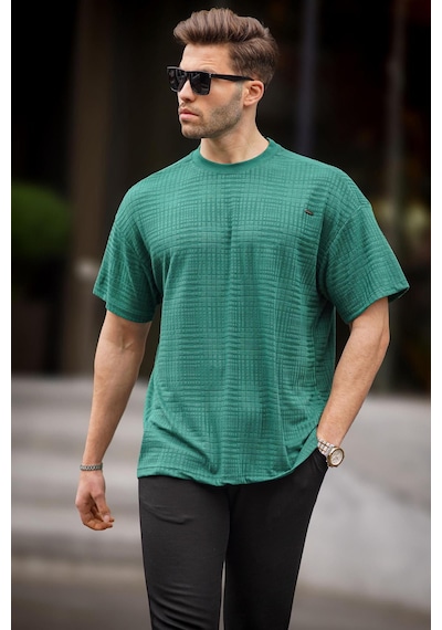 Madmext Yeşil Oversize Bisiklet Yaka Erkek Tişört 6191-yeşil Yeşil