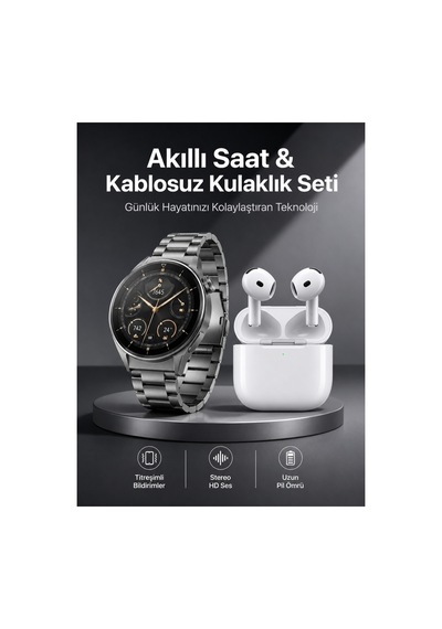 Akıllı Saat Ve Kulaklık Seti Bildirim Görme Arama Cevaplama Anc Özelliği 0