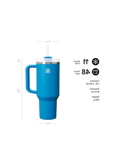 Pipetli Termos Bardak, Mavi, 0.89 Litre Açık Kahverengi