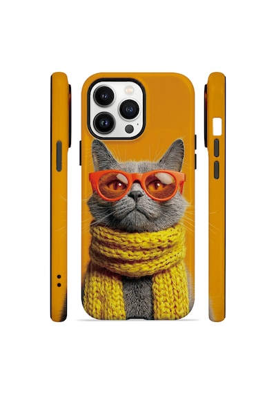 Velvoria Valestra Sari Atkılı Kedi Apple iPhone Uyumlu 13 Pro Max Magsafe Koruma Kılıfı Valestra Magline - Sari Atkılı Kedi