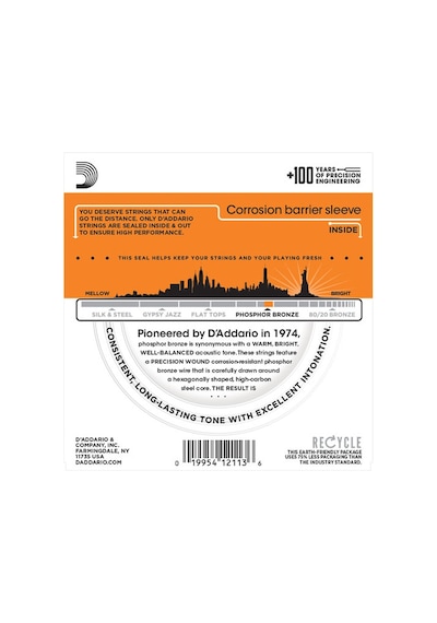 D'Addario EJ15 Phosphor Bronze, Extra Light Takım Tel Akustik Gitar Teli 010-047