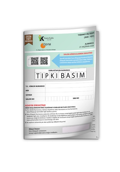 2026 Yks Ydt Almanca Ösym Tıpkı Basım Çıkmış Soru Deneme Kitapçığı Türkiye Geneli