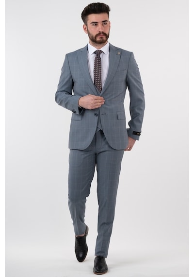 Sir Yelekli Takım Elbise (434102168) Açık Mavi