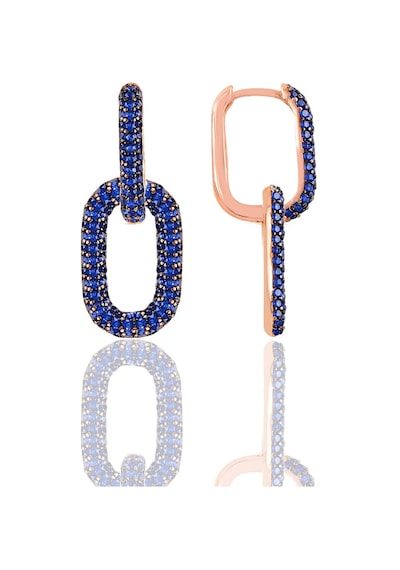 Gümüş Rose Safir Taşlı Sallantılı Trend Küpe