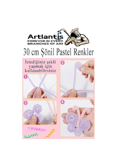 Şönil Pastel Renkler 30 Cm 100 Lü 1 Paket Pastel Renkli Tüylü Tel Peluş Tel 30 Cm Elişi Okul Projeleri Süsleme Genel