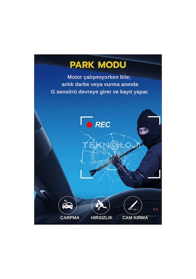 Araç İçi Kamera Ön Arka Ve İç Kayıt 3 Kamera Gece Görüşlü G Sensör Geniş Açı 1080p Dash Cam Full Hd