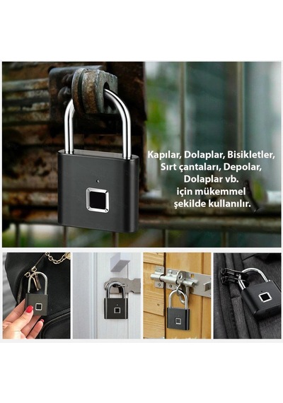 Dailytech Parmak İzi Okuyuculu Asma Kilit Usb Şarjlı