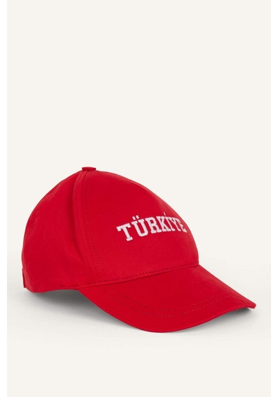 Defacto Erkek Türkiye İşlemeli Kırmızı Pamuklu Şapka I3374ax26smrd1 Kırmızı-rd1