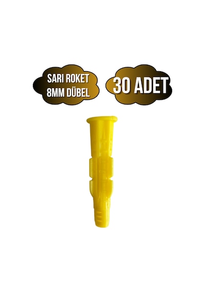 Roket Sarı 8mm Dübel Beton Tuğla Briket Dubeli 8mm Sarı Roket 30 Adet