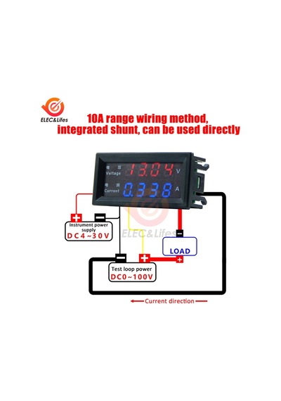3bit 100v 10a-dc 100v 200v 10a 4 Haneli Yüksek Hassasiyetli Voltmetre Ampermetre Mavi + Kırmızı Led Amp Çift Ekran Dijital Volt Metre Ölçer