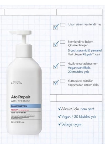 Ato Repair Calming Lotion Seramidli Nemlendirici Yatıştırıcı Vücut Losyonu 650 Ml