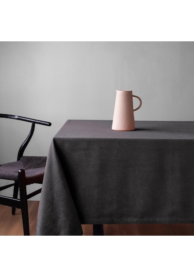 Lexroo Fabric Design Safir Kadife Dokulu Dertsiz Ütü İstemeyen Yüksek Kaliteli Gri Masa Örtüsü
