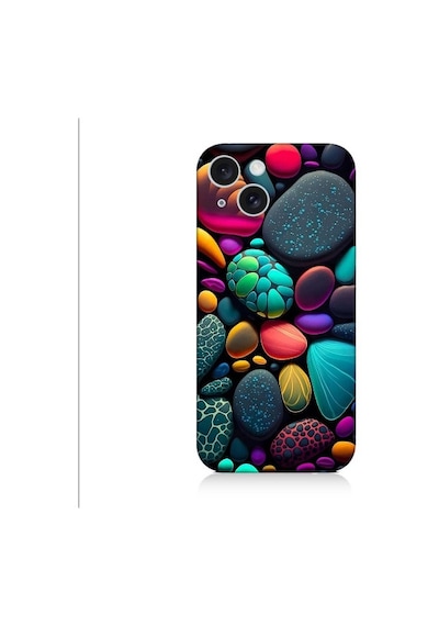 Apple Uyumlu iPhone 15 Plus Artx Kırmızı Doğa Taşlar Desenli Silikon Kılıf