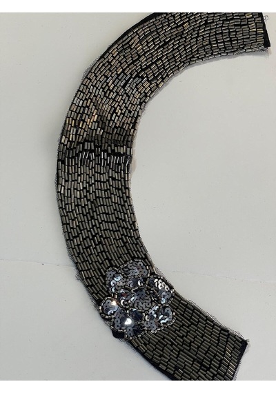 36x6 Cm Taşlı Boncuklu Tasarım Kıyafet Yaka Aksesuarı Aplik Dikiş