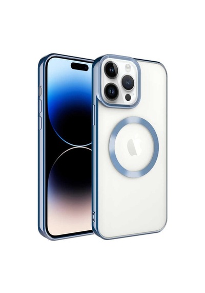Apple Uyumlu iPhone 14 Pro Max Kılıf Magsafe Köşeleri Renkli Lüx Şeffaf