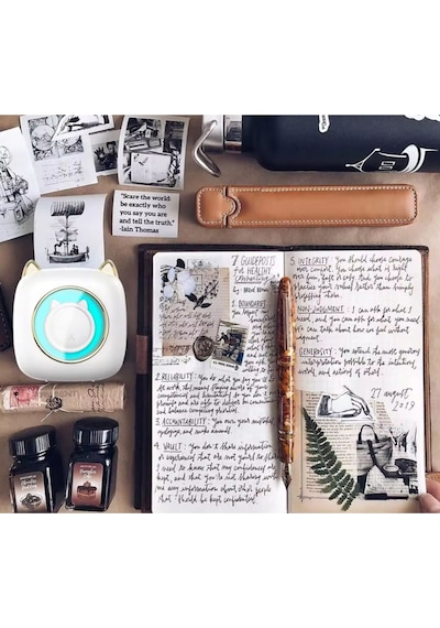 Mini Bluetooth Yazıcı,mini Yazıcı, Funprint 1 Adet Beyaz Rulo Kağıt, 3 Adet Renkli Kağıt .