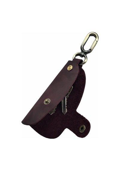 Hakiki Deri Slim Anahtarlık Crazy Bordo