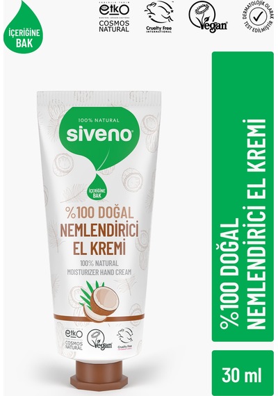 Siveno %100 Doğal El ve Vücut Kremi Hindistan Cevizi Avokado Yoğun Nemlendirici Onarıcı Vegan 50 ML