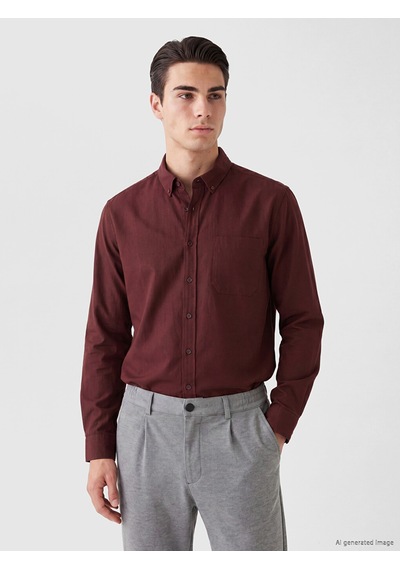 Lcwaıkıkı Classic Bordo Regular Fit Erkek Gabardin Gömlek