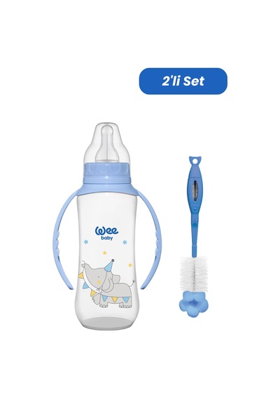 Wee Baby Klasik Kulplu Pp Biberon 270 Ml - Mavi Temizleme Seti