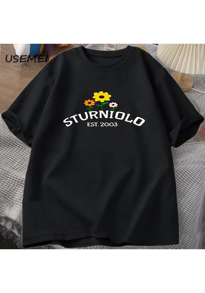 Flood Of Style Sturniolo Üçüz Merch Tshirt Erkek Boy T-shirt Yaz Tees Kısa Kollu Adam Giysileri Grafik Tee P Siyah