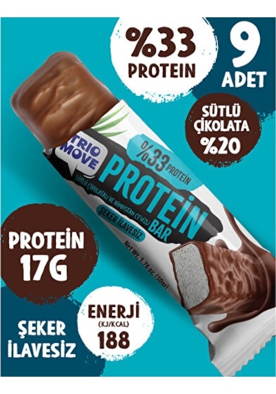 Trio Move Çikolata Kaplamalı Protein Bar-hindistan Cevizli Ve Sütlü Çikolatalı Protein Bar 9 x 50 G