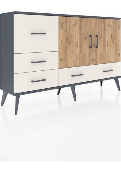 Arges Konsol 4 Raflı 5 Çekmeceli 2 Kapaklı 132x30x83 Antrasit-çam/aytaşı Çam/aytaşı Arges Konsol 4 Raflı 5 Çekmeceli 2 Kapaklı 132x30x83 Antrasit-çam/aytaşı Çam/aytaşı