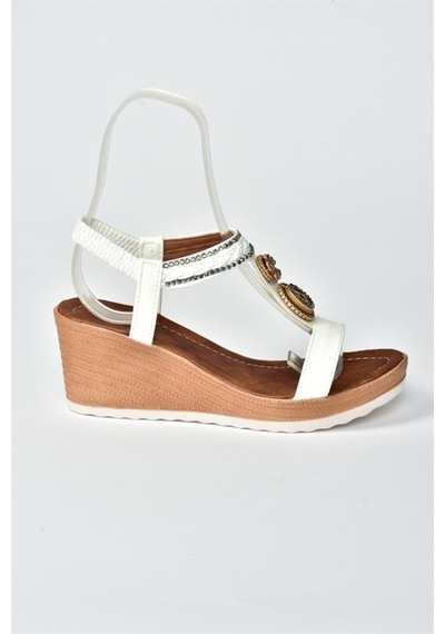 Fox Shoes Beyaz Dolgu Topuklu Kadın Sandalet M258313609