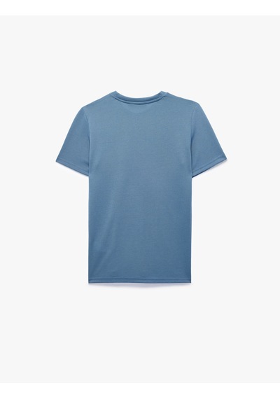 Koton Bisiklet Yaka Viskon Karışımlı Kısa Kollu Basic Slim Fit Tişört Mavi 6sam10285mk