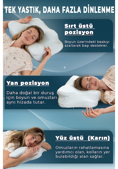 Nova Ice Serinletici Kılıflı Visco Soğuk Yastık Ortopedik Boyun Destekli Memory Foam Ergonomik Yastık 62x42x13/10cm Beyaz
