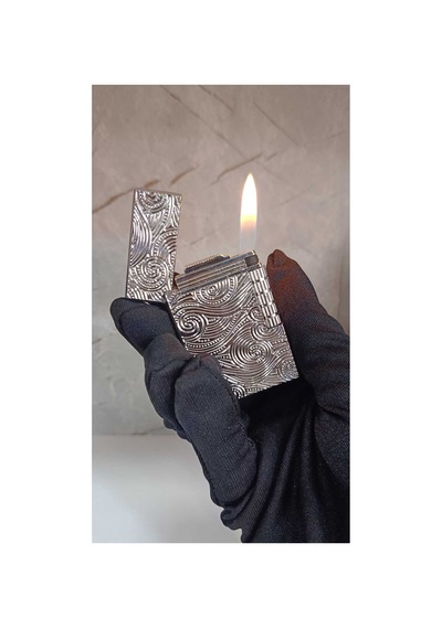 Dupont Tarzı Sanatsal Dalga Desenli Metal Gövdeli Doldurulabilir Çakmak, İkonik Cling Sesi İlle Mest Olacaksınız Gümüş - 876847297 Gümüş - 876847297 Gümüş