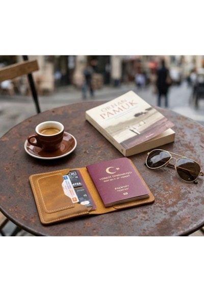 Parla Leather Pasaport Cüzdanı Kılıfı Kişiye Özel V3 Hakiki Gerçek Deri Kılıf Kadın Erkek Camel