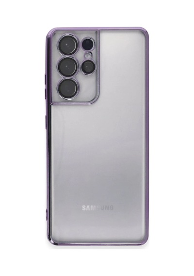 Bezos Samsung Galaxy S21 Ultra Uyumlu Kılıf Lensli Silikon - Mor Hb006