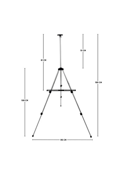 Temel Katlanabilir Alüminyum Tripod Şövale - Ayarlanabilir, Ultra Hafif, Taşıma Çantalı, Gümüş