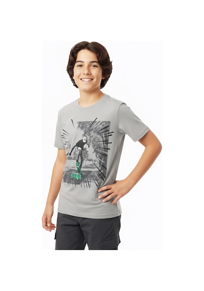 Modanino Erkek Çocuk %100 Pamuk T-shirt-kaykay Baskılı-12-16 Yaş 12526 Gri