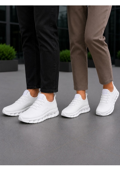Homiro Unisex Triko Sneaker Hafif Taban Günlük Spor Ayakkabı Beyaz