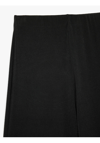 Koton Normal Bel Straight Fit Geniş Paça Kumaş Pantolon Siyah 7wak40130ek